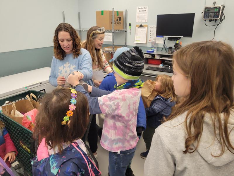Students helping at food bank