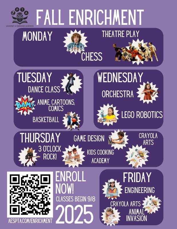 Fall Enrichment Schedule