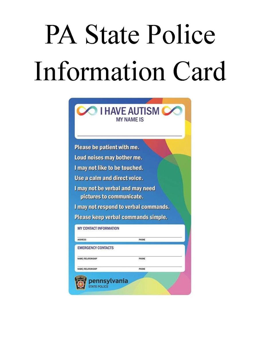 PA State Police Information Card