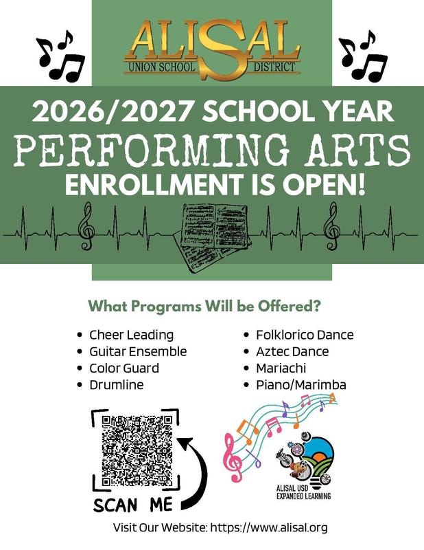 Graphic describing information about the performing arts academies for 2026-27