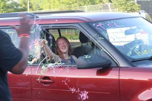 HMS student getting sprayed with silly string
