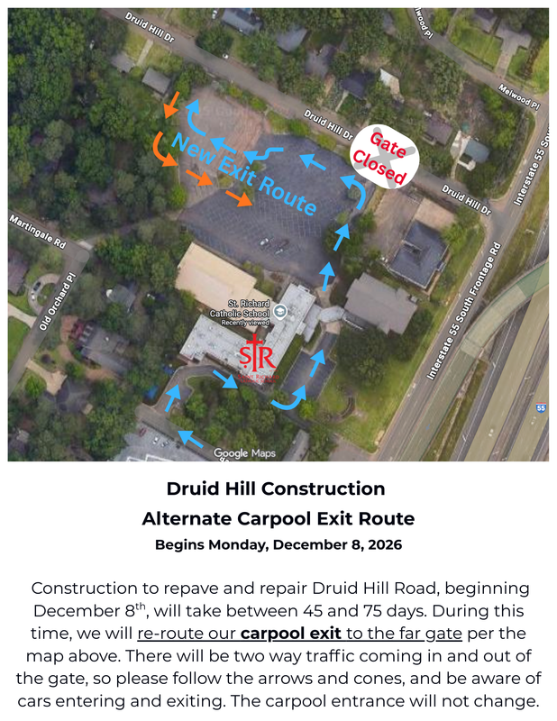 Alternate Carpool Exit Map for Druid Hill Construction Featured Photo