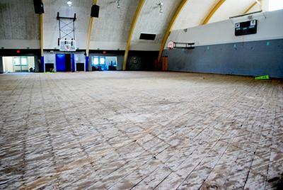 old gym floor removed