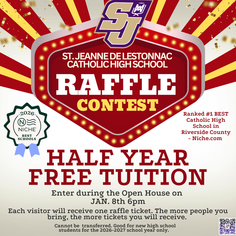 Free High School Tuition drawing during Open House January 8th 2026 Applications now open