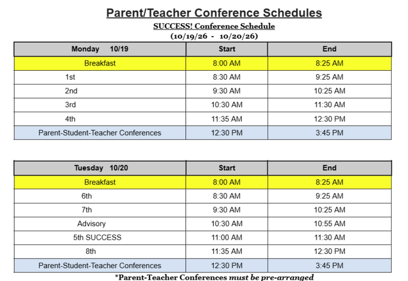 SUCCESS! Parent-Teacher Conferences on October 19th & 20th Featured Photo