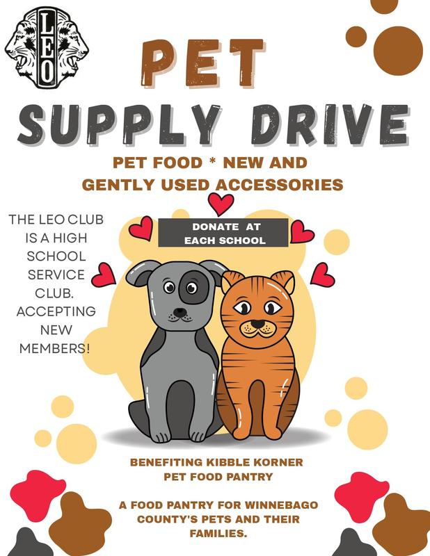 South Beloit Lions Club: South Beloit High School Leo Club Pet Supply Drive Through March 13 Featured Photo