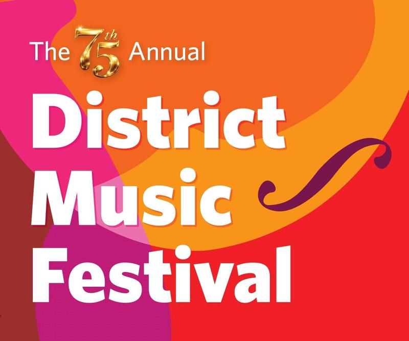 This pink and orange swirled illustration is from the cover of the 75th Annual District Music Festival program booklet.