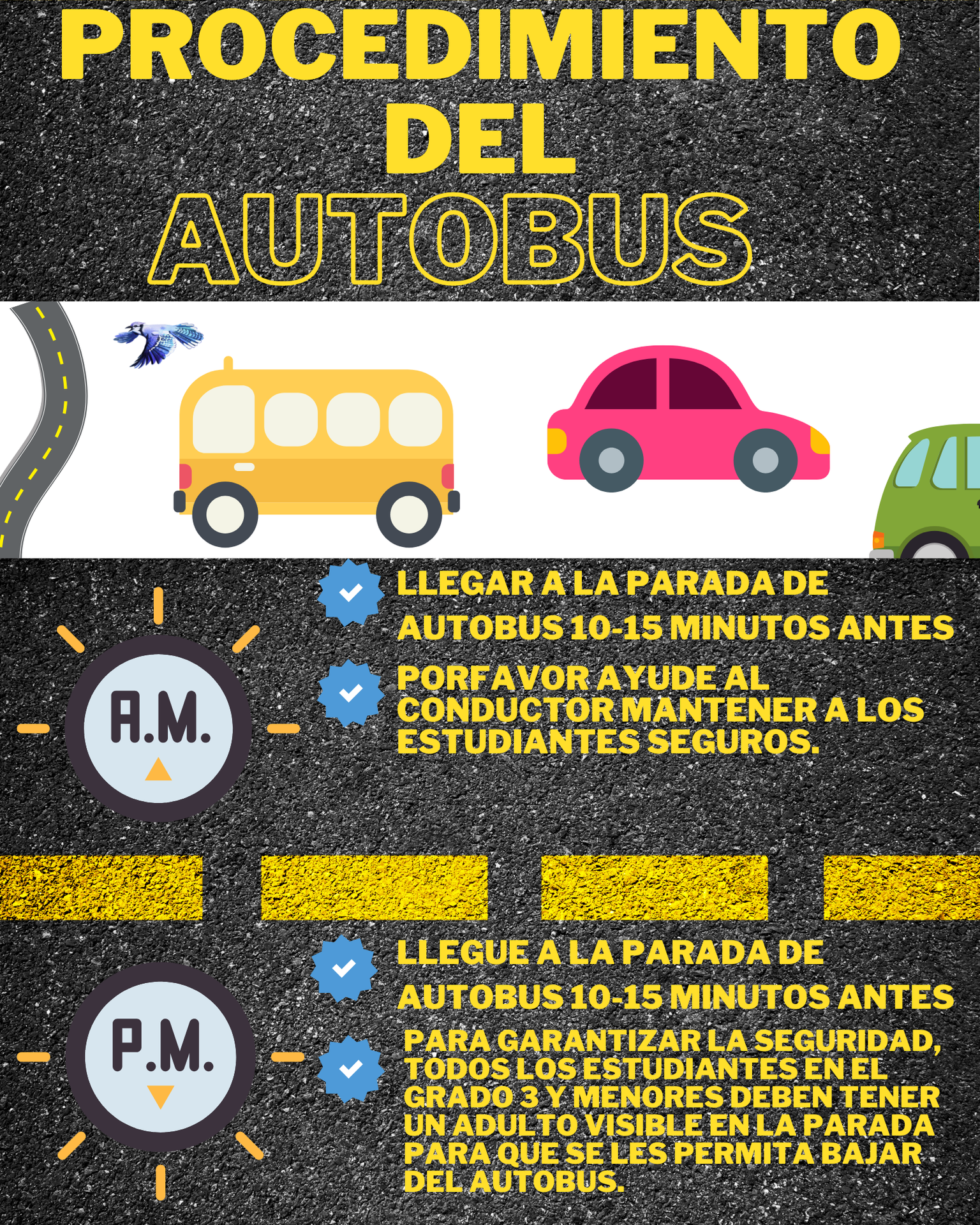 Bus procedures graphic spanish