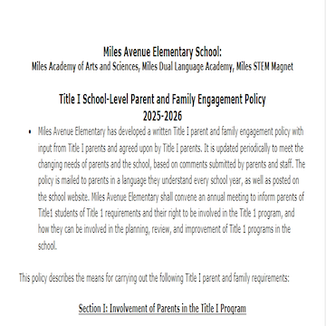 School Parent and Family Engagement Policy (English/Spanish)