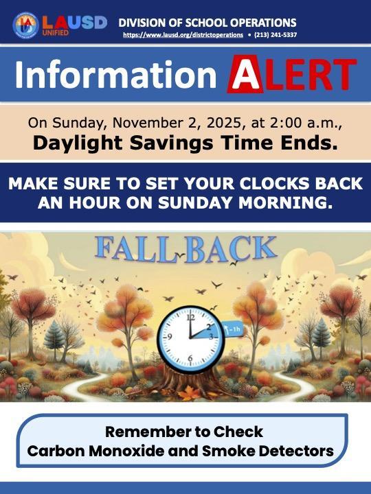 Autumn foliage with a clock falling back one hour