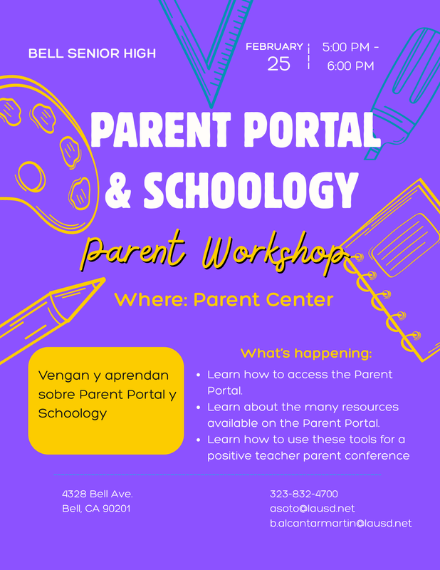Parent Workshop: Parent Portal & Schoology (2.25.2026 @ 9am & 5pm)