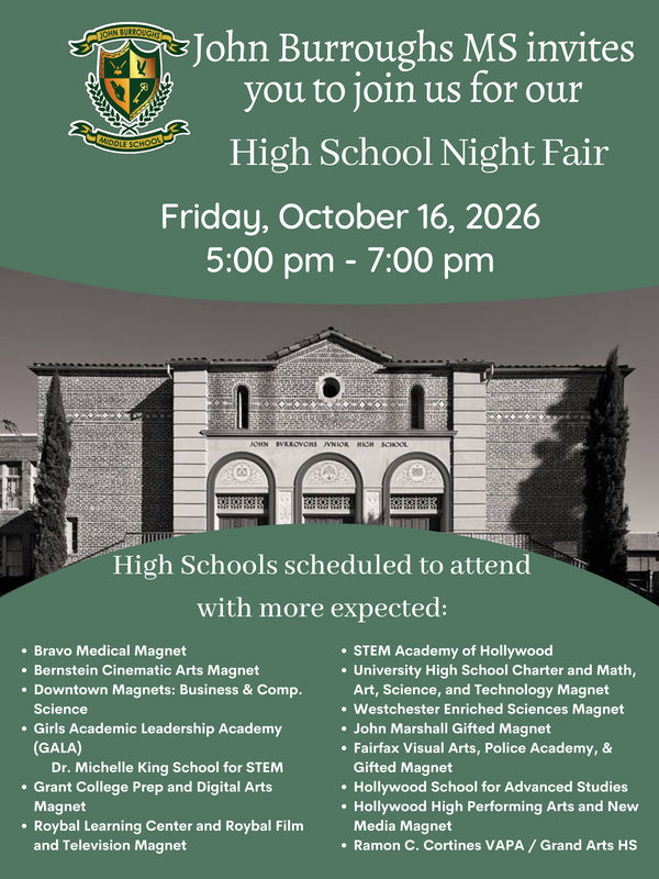 Join us for our High School Night Fair Friday, October 16, 2026 5pm - 7pm