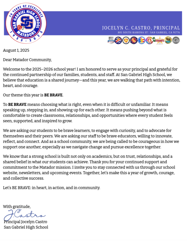 Principal's Message Featured Photo
