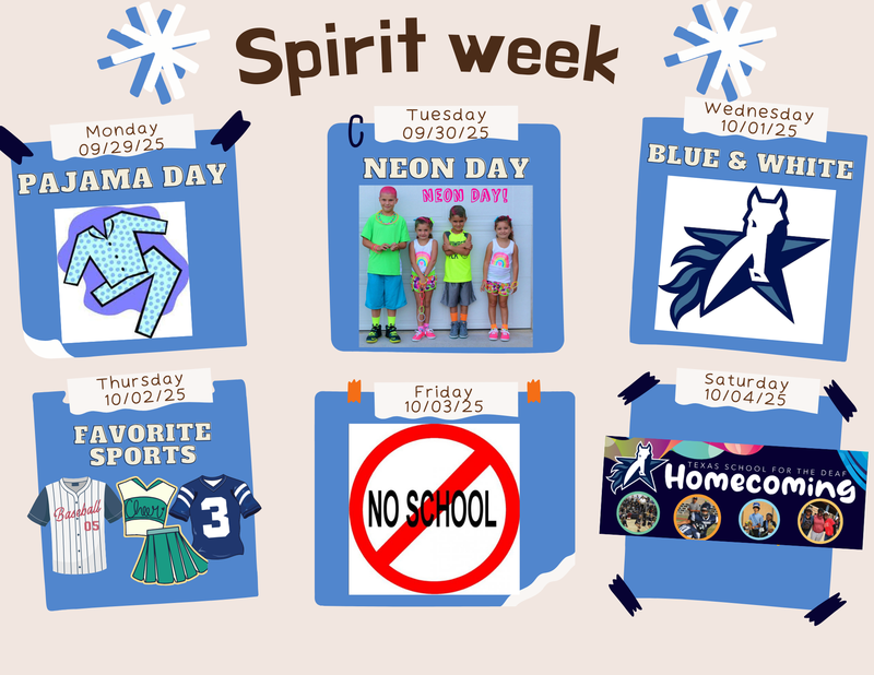 Spirit Week September 29th - October 2nd
