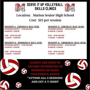 Flyer with information for the MSHS Volleyball clinic