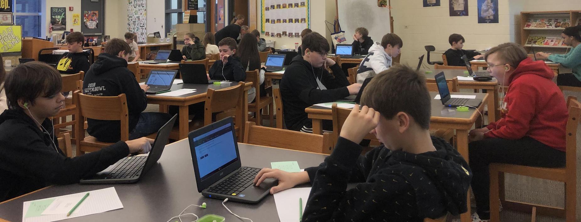 Working in the library at the MS