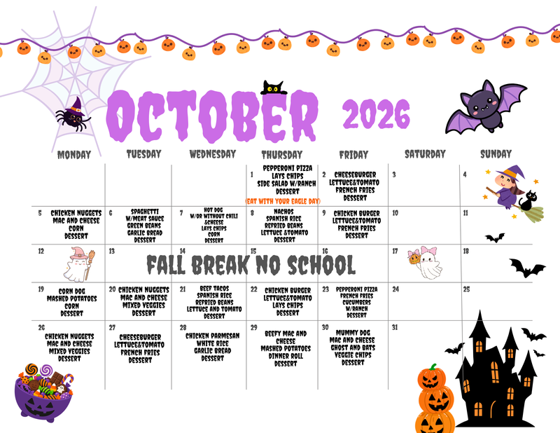 October 2026 Menu