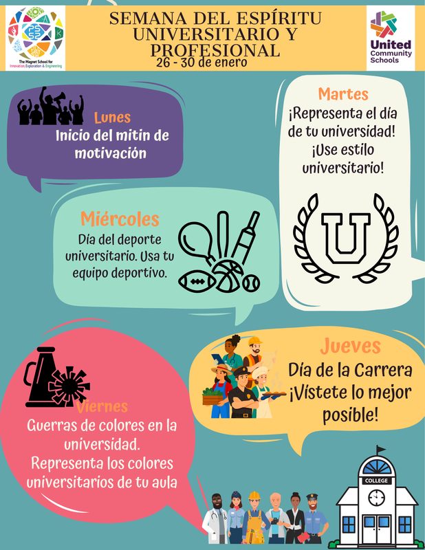 school flyer for college week - Spanish