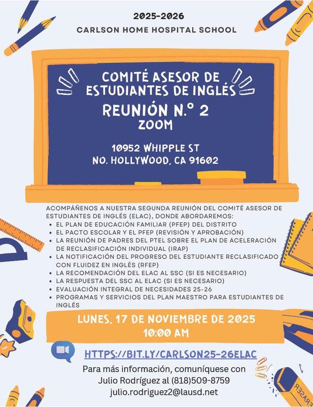 ELAC Meeting #2 spanish flyer