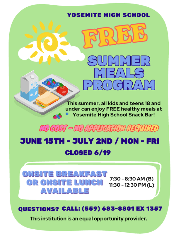 High School Summer Meals Program Flyer