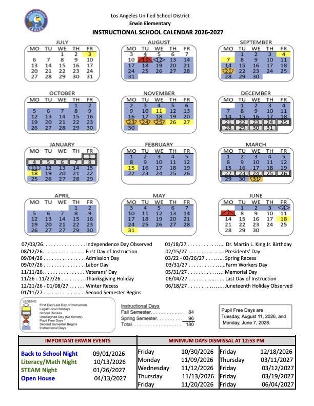 26-27 Instructional Calendar