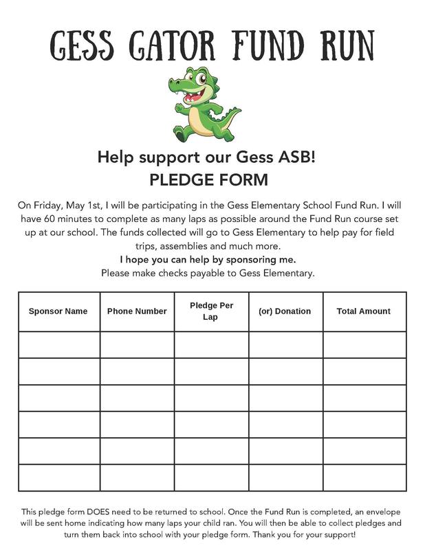 Picture of Gess Gator Fund Run pledge form