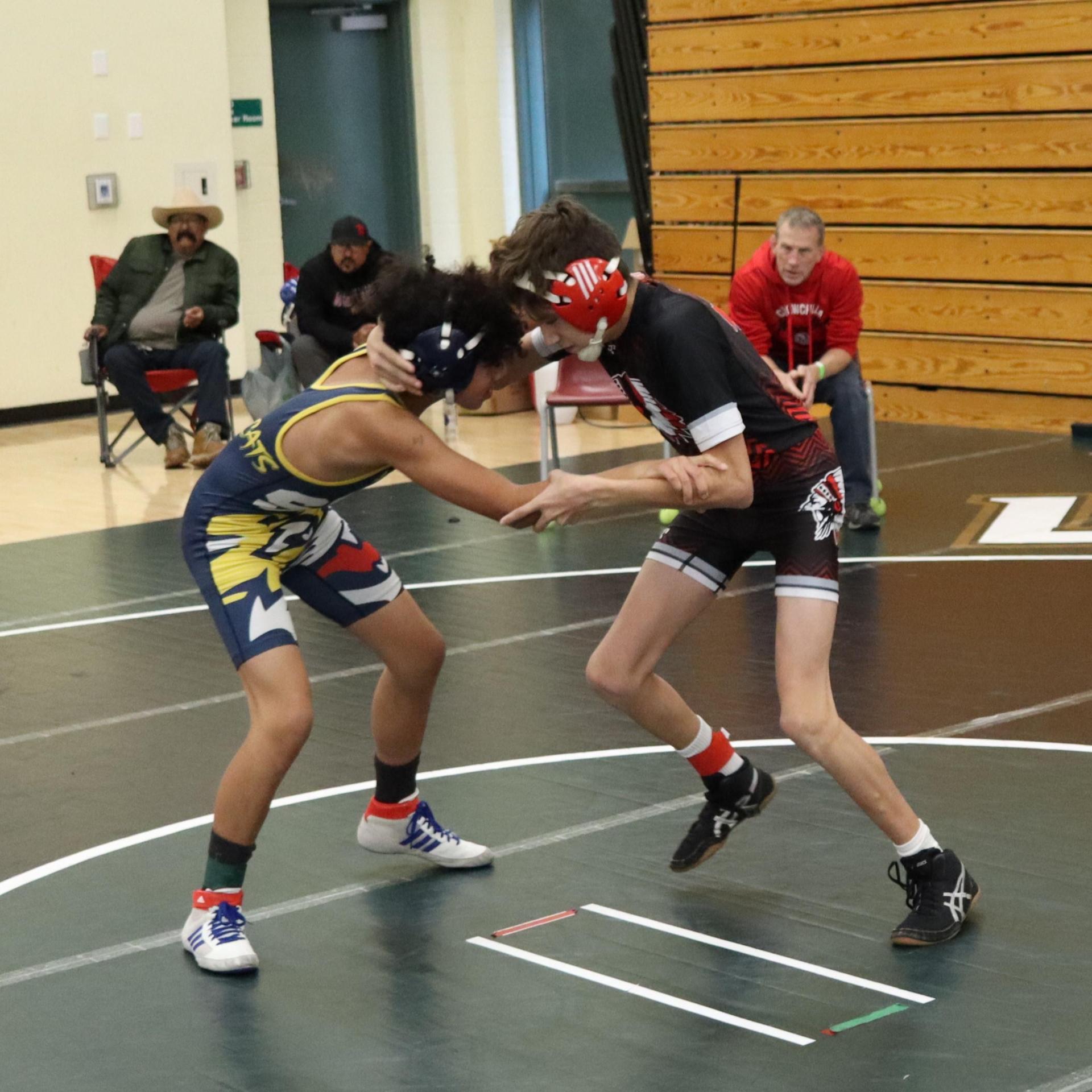 wrestlers in action at the Hawks invitational