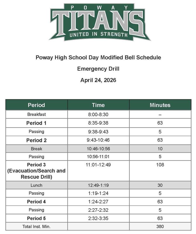 modified bell schedule drill april 24