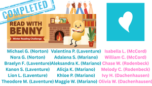 List of students who completed the January reading challenge