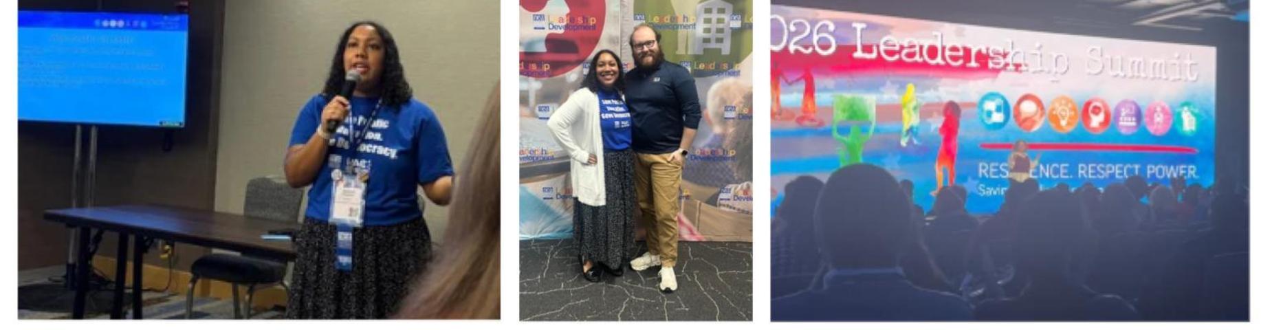 Pictures of Mrs. Jasmine speaking at the NEA Leadership Conference in Chicago.