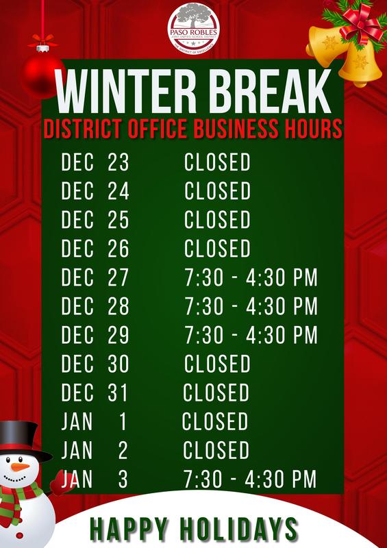 Winter Break District Office Hours