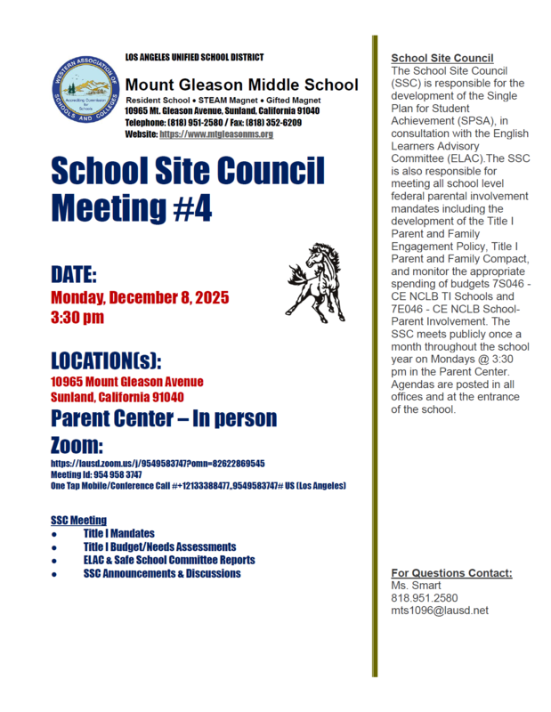 School Site Council Meeting Flyer