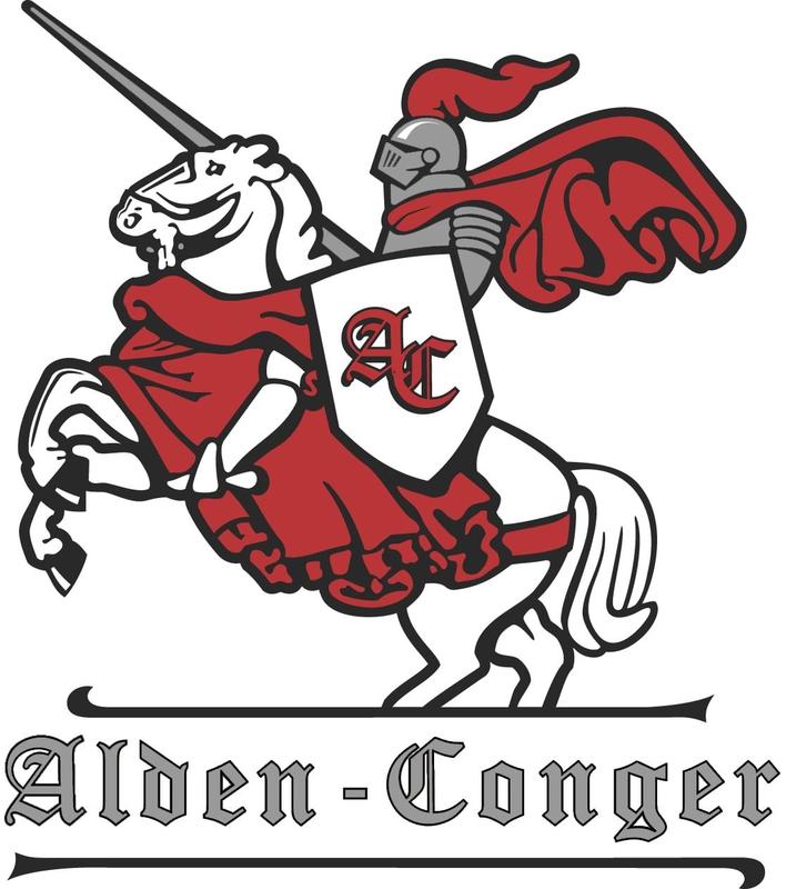 knight riding a horse alden conger logo