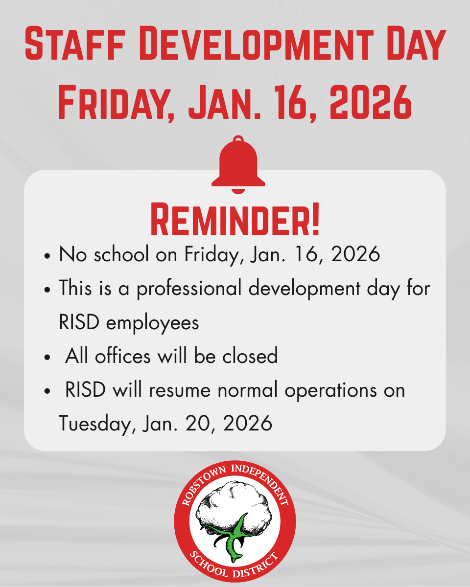 Reminder about Staff Development Day on January 16, 2026, for RISD employees.