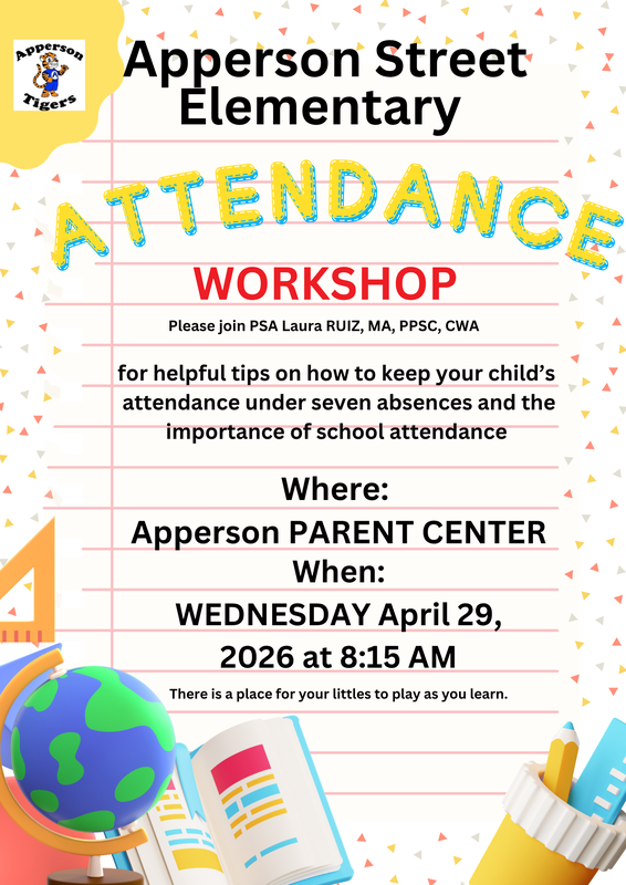 Attendance workshop is april 29 at 8:15AM