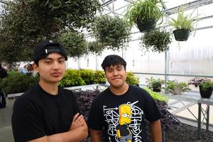 Students in the greenhouse
