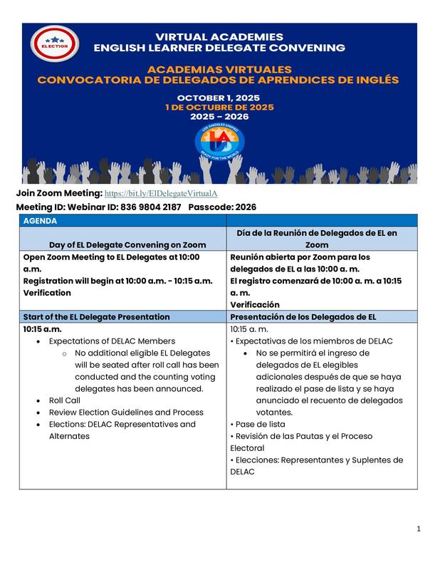 Agenda EL Delegate Convening Post