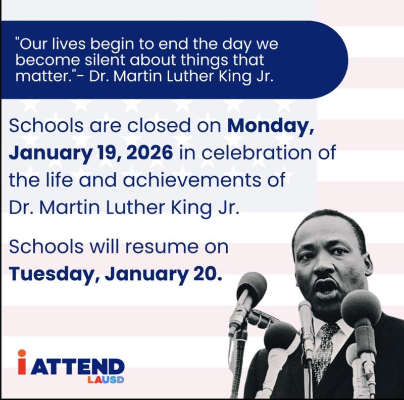 No School In observance of Martin Luther King Jr. Day