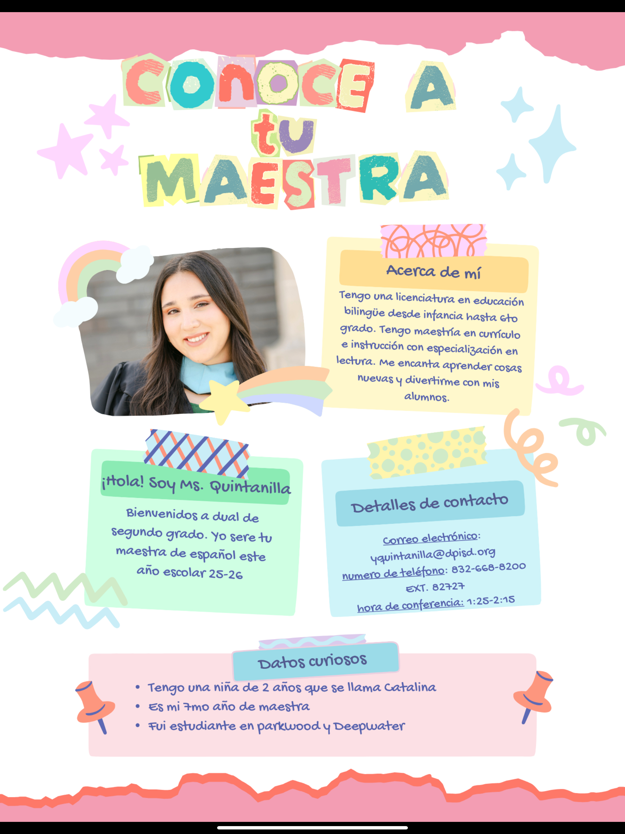 Meet the teacher/ Conoce a tu maestra – Yamilet Quintanilla – Parkwood  Elementary, image size:2064x2752