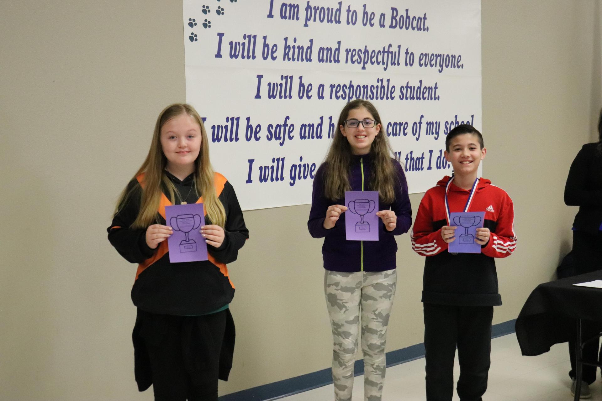 5th Grade Oral Reading: Aubrey Reed, Miles Boonpattrawong, and Lilliana Ford