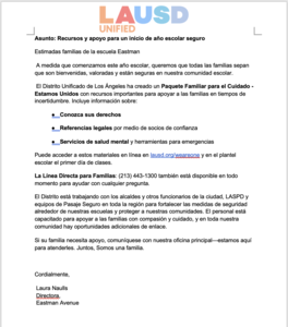 Recursos y apoyo para un inicio de año escolar seguro