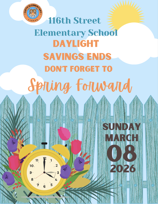 flyer with clock and flowers English