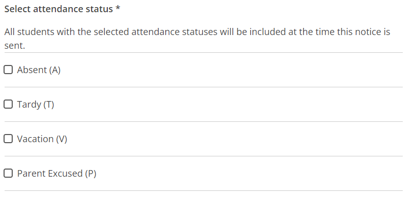 Select attendance status