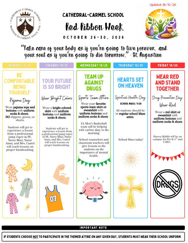 Red Ribbon Week Schedule - Oct. 26-30 Featured Photo