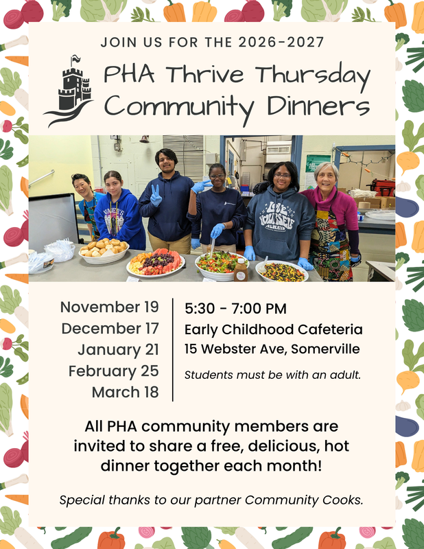 PHA Thrive community dinner flyer