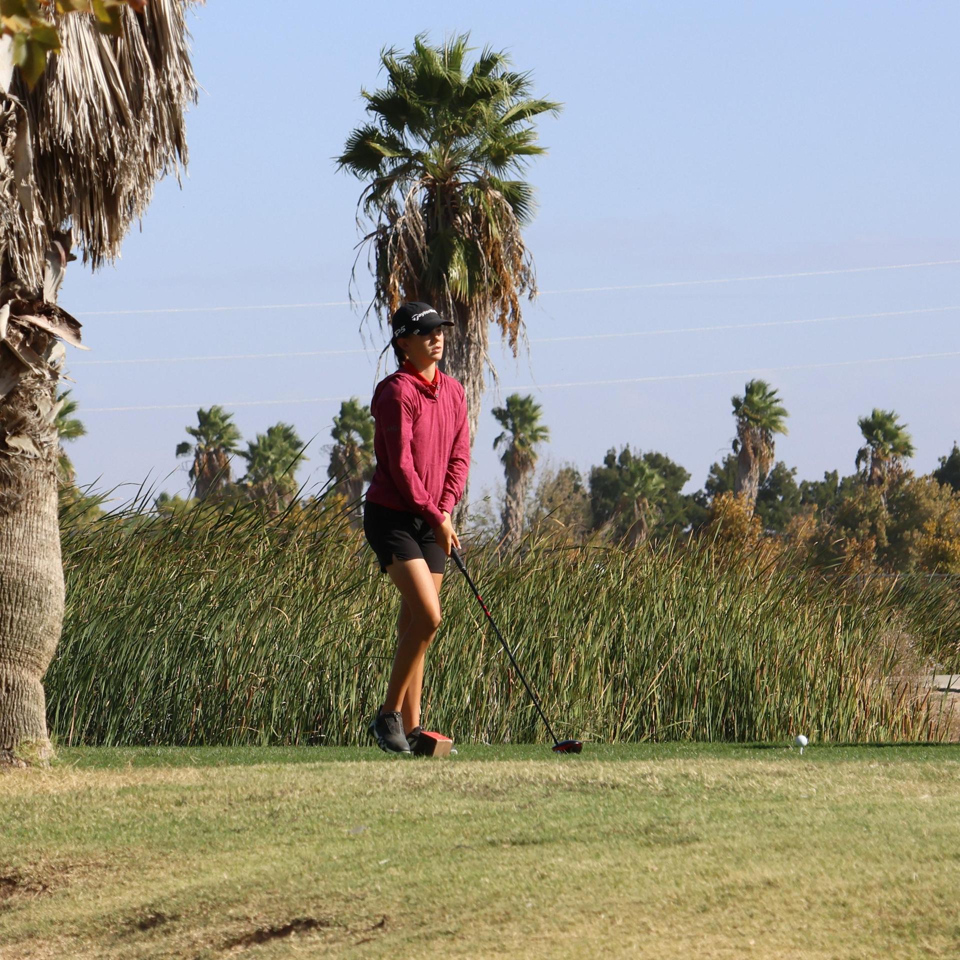 Girls golfers in action at the championships