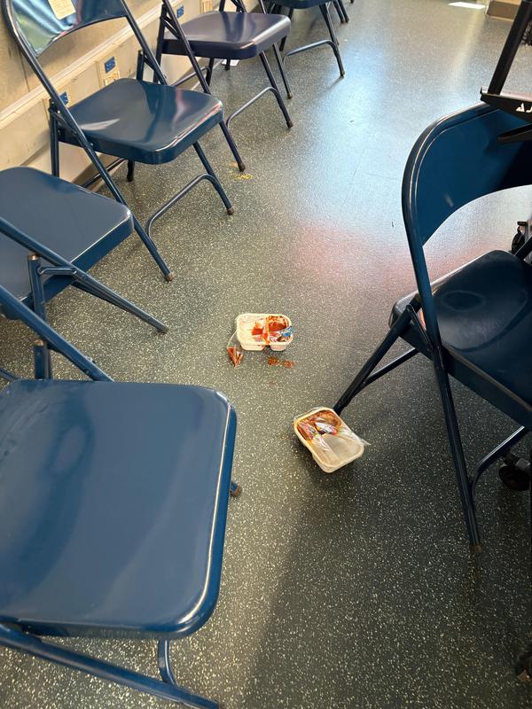 Food left on floor