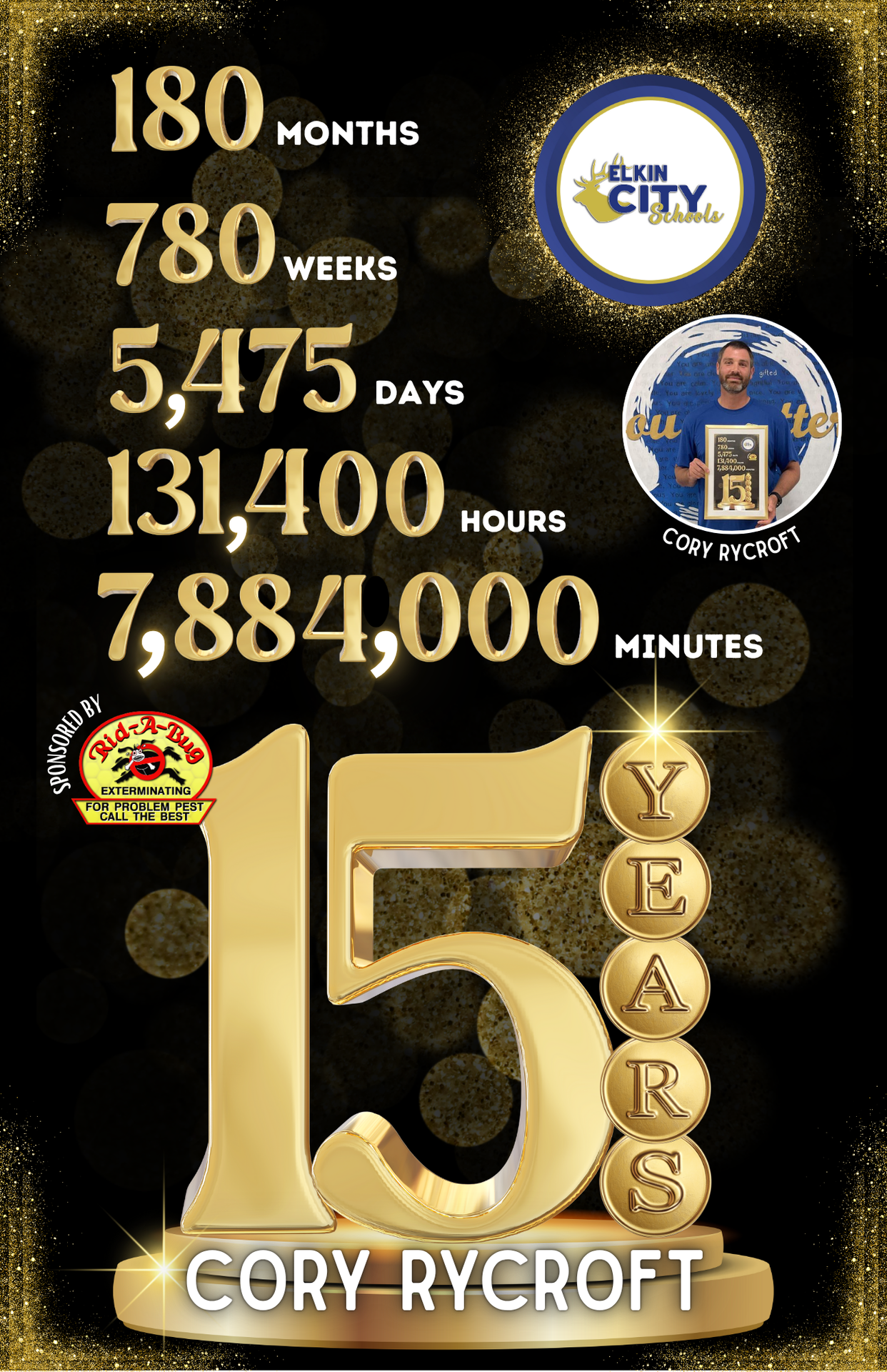 Years of service graphic - 15 years Cory Rycroft