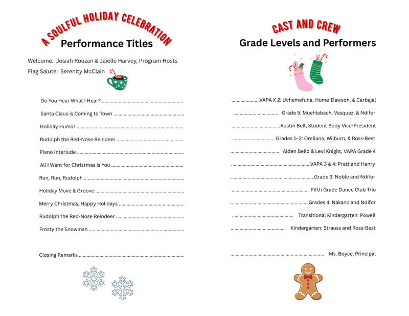 Winter Performance Playbill
