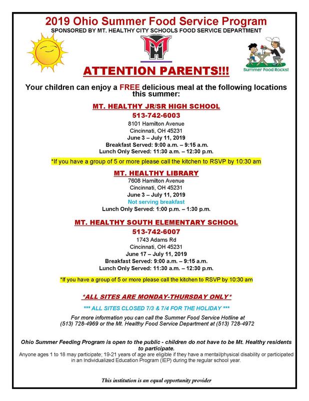 Ohio Summer Food Service Program flyer